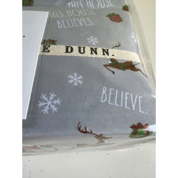 Rae Dunn Christmas Santa Claus Sleigh Reindeer QUEEN SIZE Soft Sheet Set Grey - Picture 5 of 16